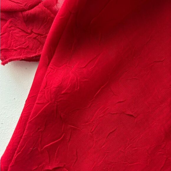 Vtg Rampage Y2K Red Babydoll Midi Dress Sz 4 Fairy Sheer Asymmetrical Whimsi - Picture 12 of 13